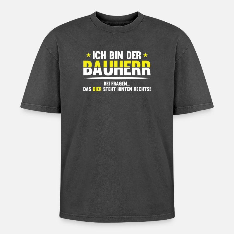 Bayerischer Bierwitz Spruch - Oversized Unisex Premium Acid-Washed T-Shirt - Schwarz Acid Wash
