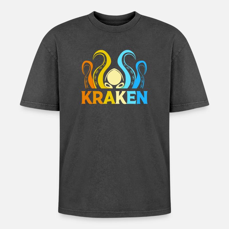 Octopus Octopus Octopus Octopus - Oversized Unisex Premium Acid-Washed T-Shirt - acid washed black