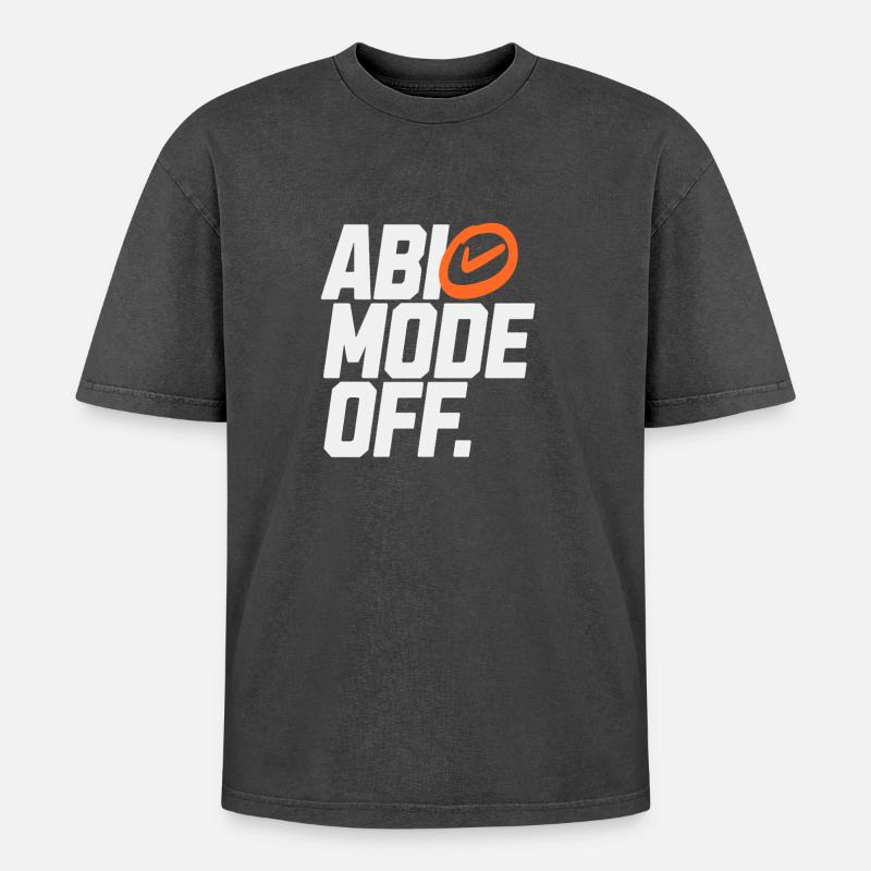 Abio Mode Off - Oversized Unisex Premium Acid-Washed T-Shirt - Schwarz Acid Wash