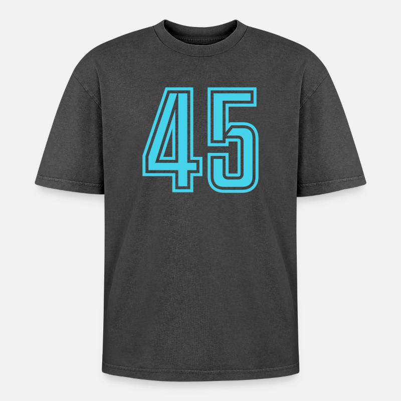 45 - Oversized Unisex Premium Acid-Washed T-Shirt - Schwarz Acid Wash
