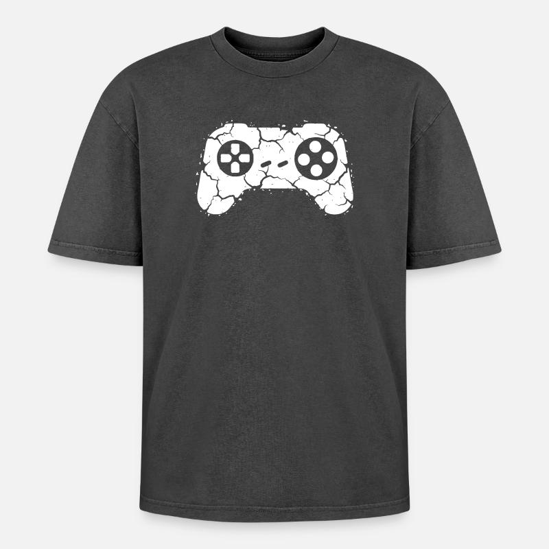 Controller Risse Rage Quit - Oversized Unisex Premium Acid-Washed T-Shirt - Schwarz Acid Wash