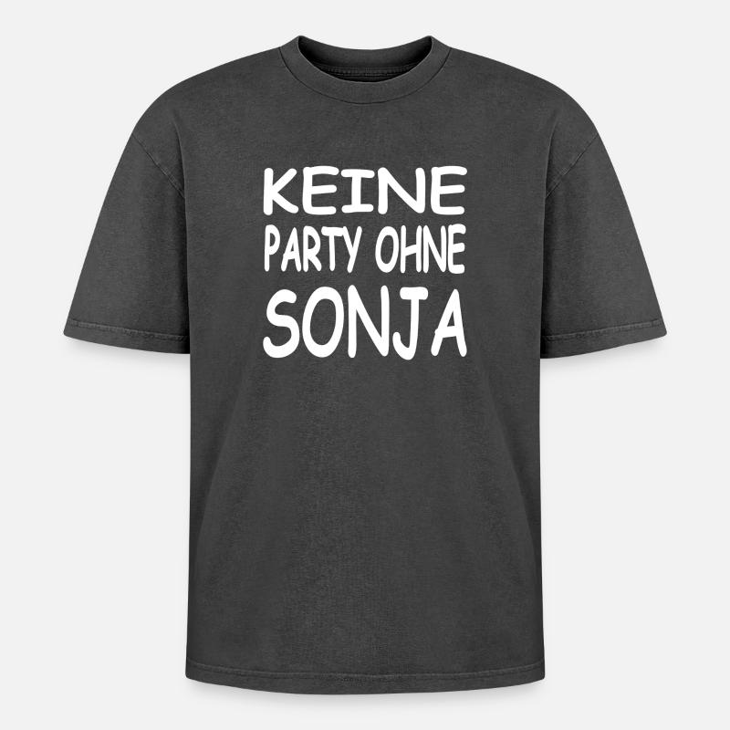 SONJA - Oversized Unisex Premium Acid-Washed T-Shirt - acid washed black