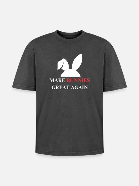 Make bunnies great again - Oversized Unisex Premium Acid-Washed T-Shirt - acid washed black