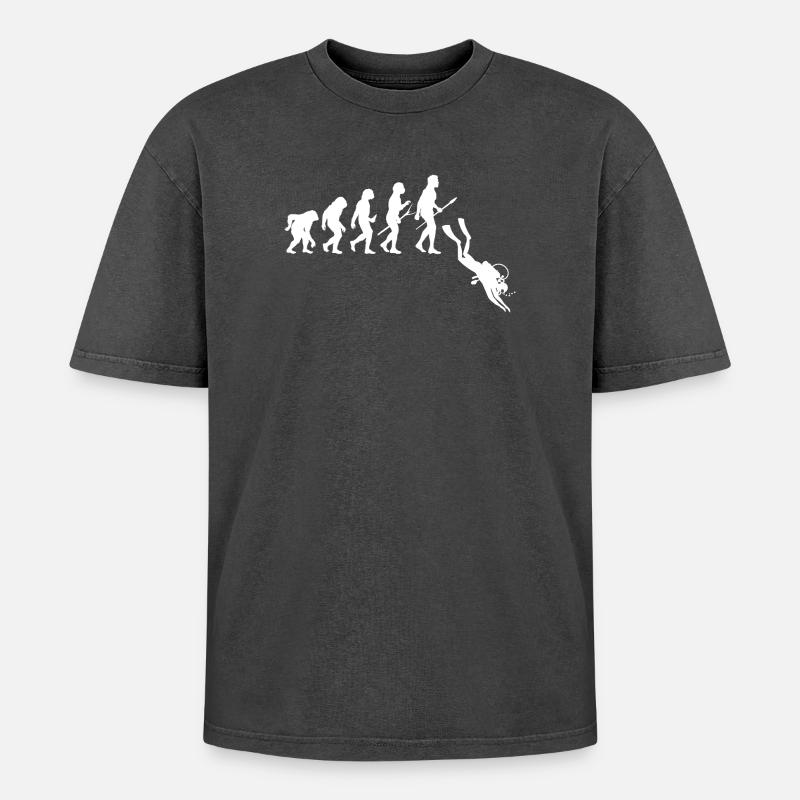 Évolution des plongeurs - Plongée - T-shirt Premium unisexe oversize acid-washed - noir délavé acide