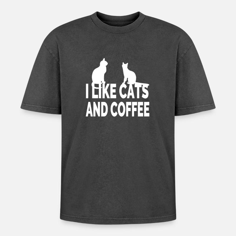 feline - Oversized Unisex Premium Acid-Washed T-Shirt - acid washed black