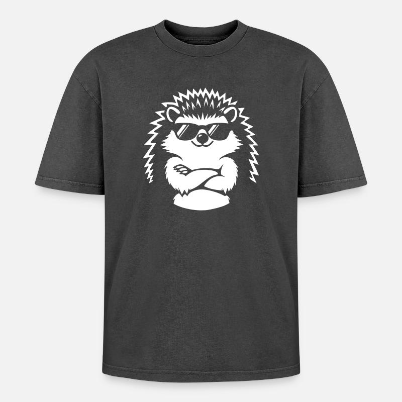 Hérisson cool avec des lunettes de soleil - T-shirt Premium unisexe oversize acid-washed - noir délavé acide