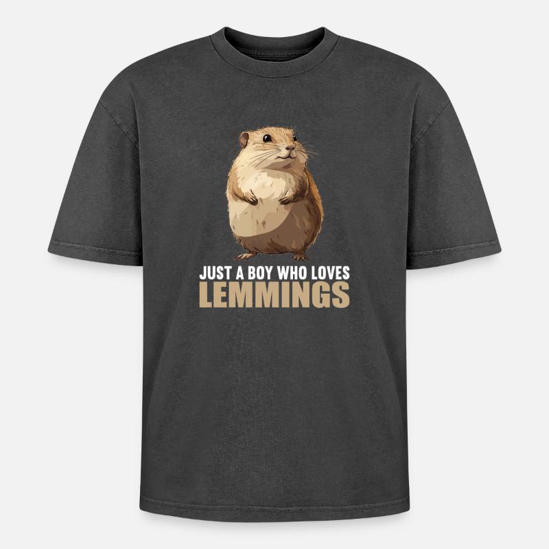Lemminge Lemming - Oversized Unisex Premium Acid-Washed T-Shirt - Schwarz Acid Wash