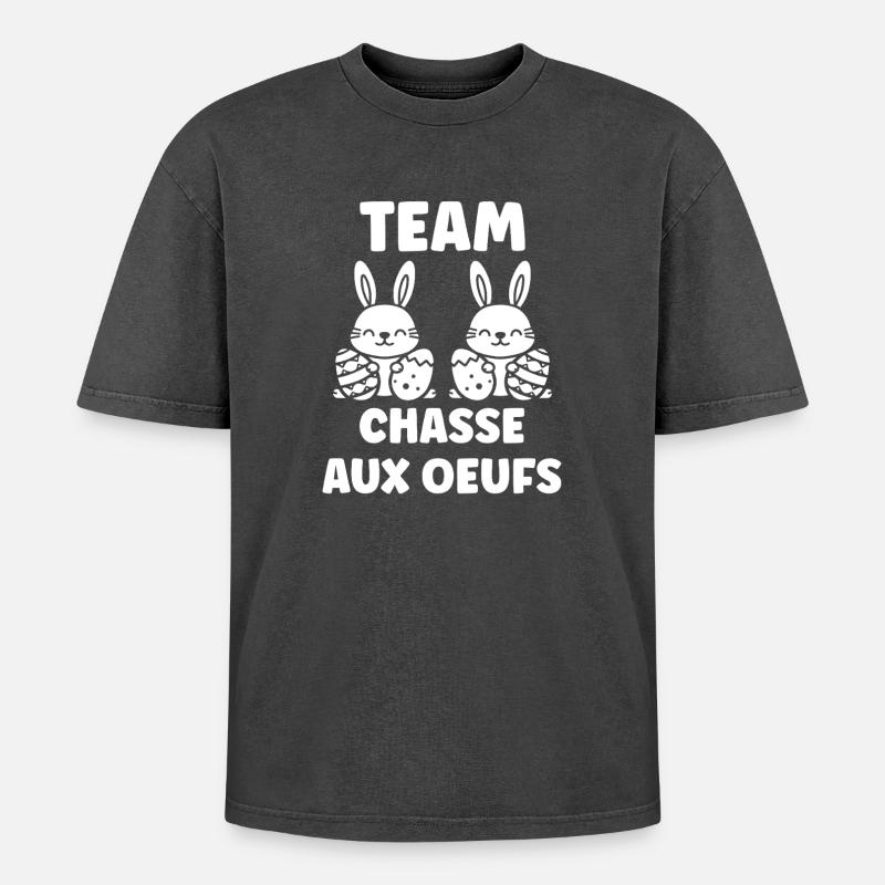 egg hunt - Oversized Unisex Premium Acid-Washed T-Shirt - acid washed black