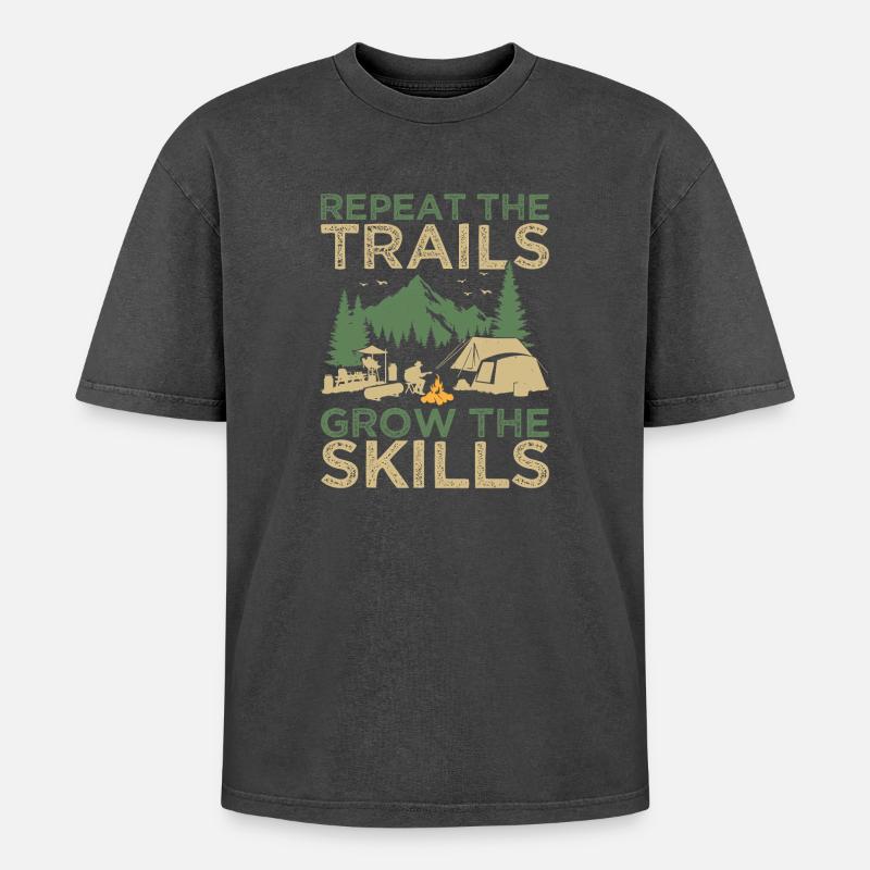 Chef scout Repeat The Trails Scout - T-shirt Premium unisexe oversize acid-washed - noir délavé acide