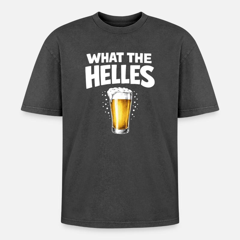 What the Helles - Oversized Unisex Premium Acid-Washed T-Shirt - Schwarz Acid Wash
