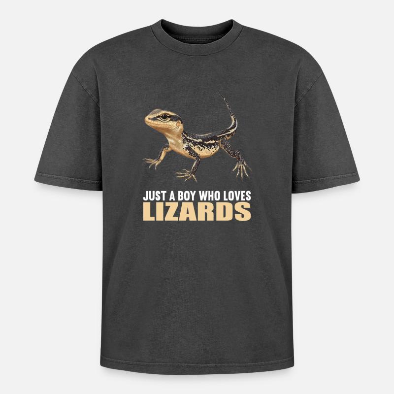 Lizards Lizard - Oversized Unisex Premium Acid-Washed T-Shirt - acid washed black