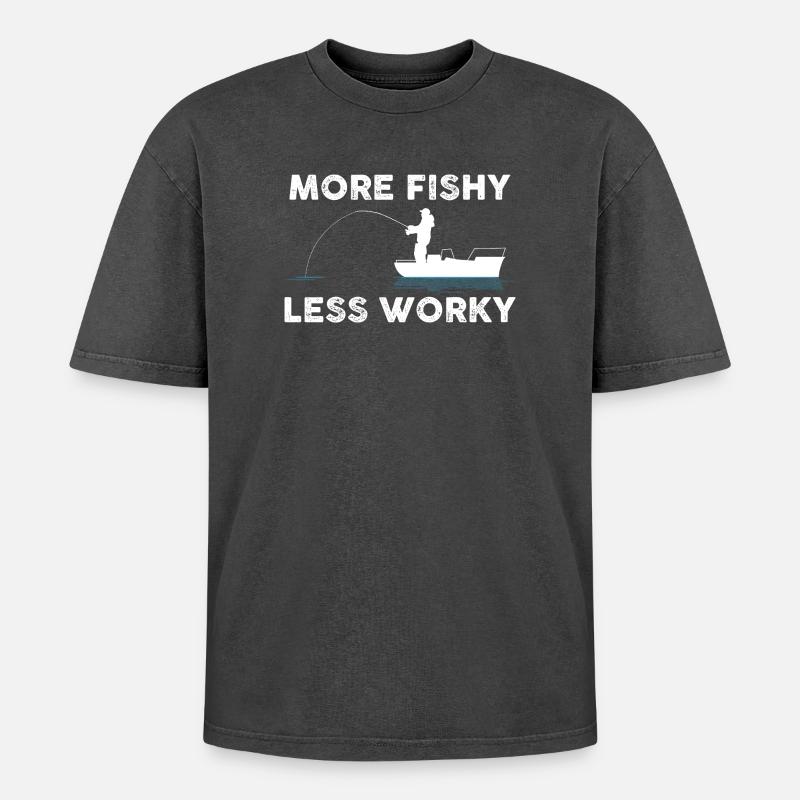 Angler Boot Witz - Oversized Unisex Premium Acid-Washed T-Shirt - Schwarz Acid Wash