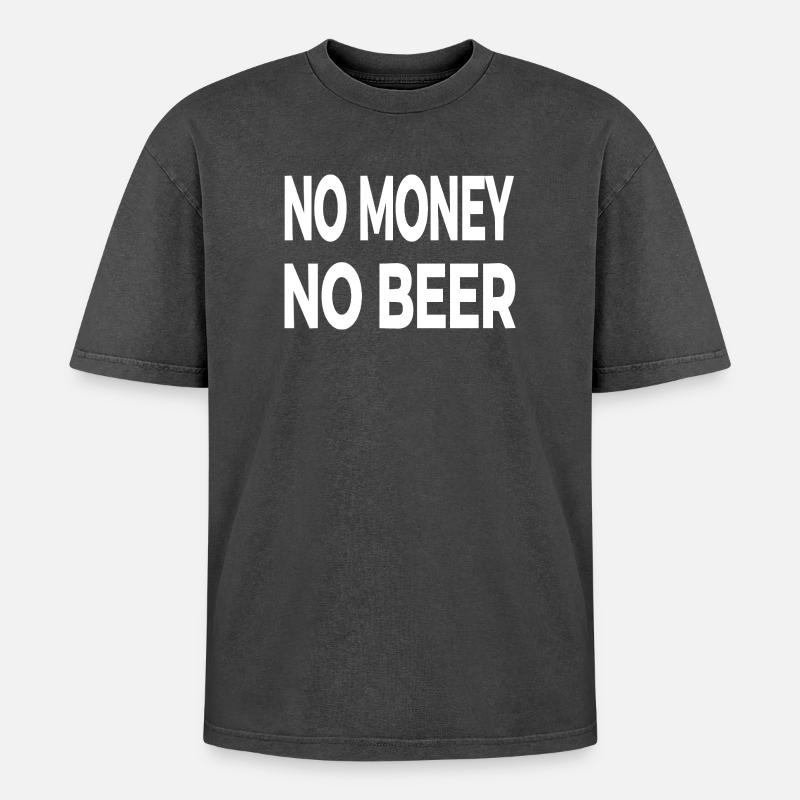 Bier - Oversized Unisex Premium Acid-Washed T-Shirt - Schwarz Acid Wash