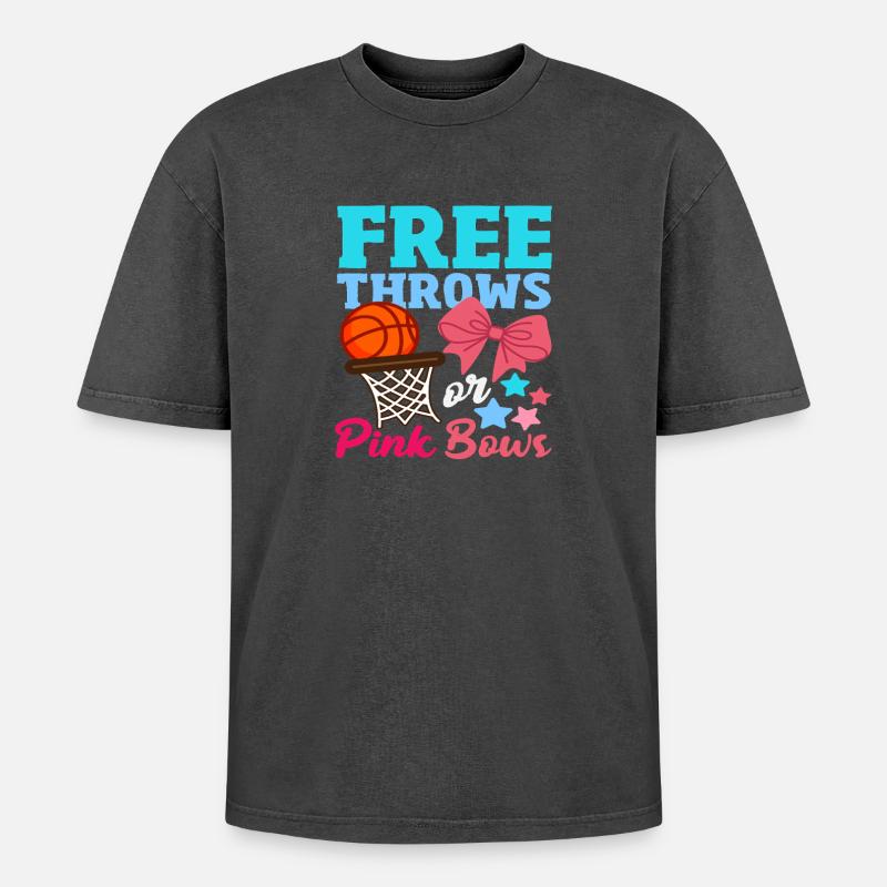 Freiwürfe Oder Schleifen Basketball - Oversized Unisex Premium Acid-Washed T-Shirt - Schwarz Acid Wash