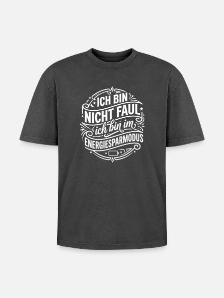 Energy saving mode humor - Oversized Unisex Premium Acid-Washed T-Shirt - acid washed black