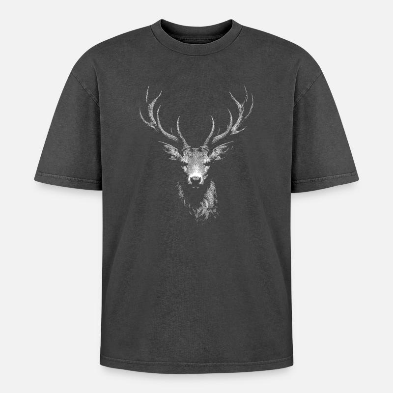 roe deer - Oversized Unisex Premium Acid-Washed T-Shirt - acid washed black
