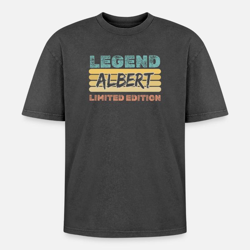 Spruch Albert - Oversized Unisex Premium Acid-Washed T-Shirt - Schwarz Acid Wash