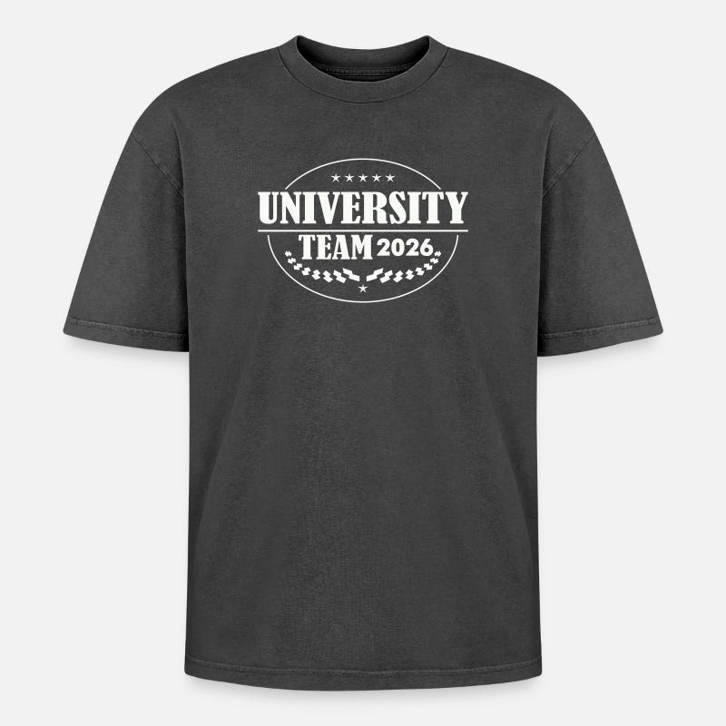 Emblème de l’équipe universitaire 2026 - T-shirt Premium unisexe oversize acid-washed - noir délavé acide