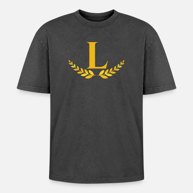 L - Oversized Unisex Premium Acid-Washed T-Shirt - acid washed black