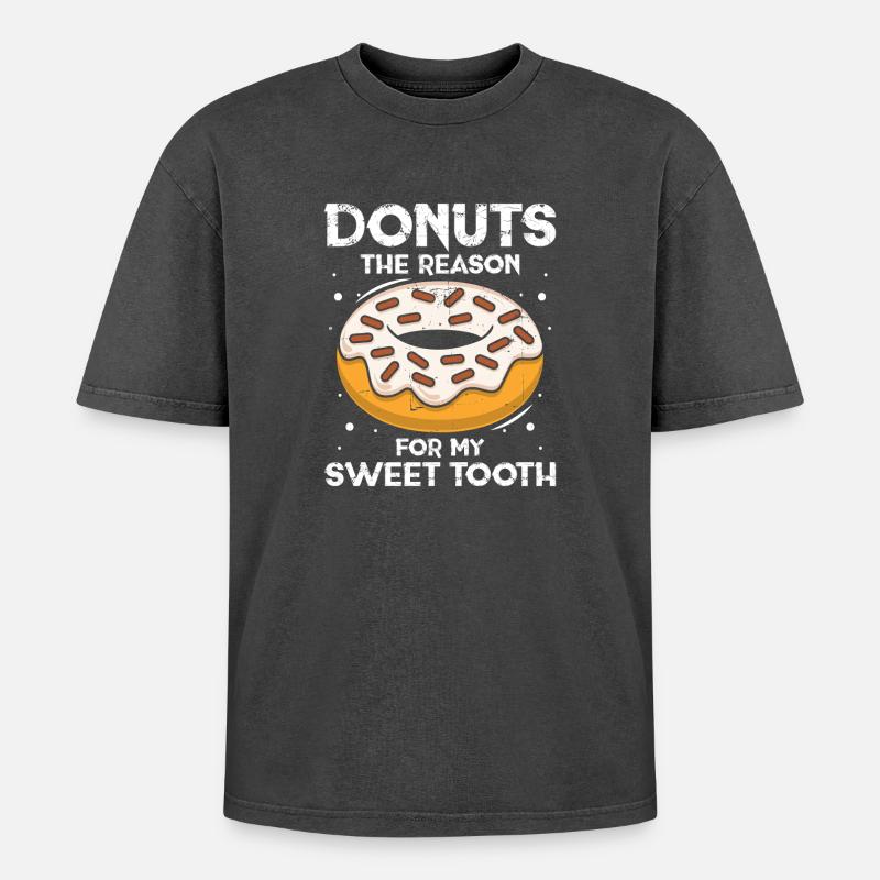 Restauration rapide en donuts - T-shirt Premium unisexe oversize acid-washed - noir délavé acide