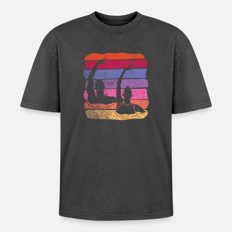 Artistic Swim Team Synchronschwimmen - Oversized Unisex Premium Acid-Washed T-Shirt - Schwarz Acid Wash