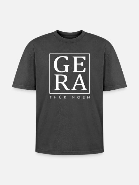 Gera - Thüringen - Oversized Unisex Premium Acid-Washed T-Shirt - Schwarz Acid Wash