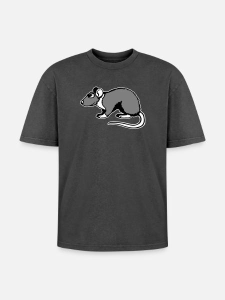 Cool Rat Sunglasses Side Funny Rodent - Oversized Unisex Premium Acid-Washed T-Shirt - acid washed black