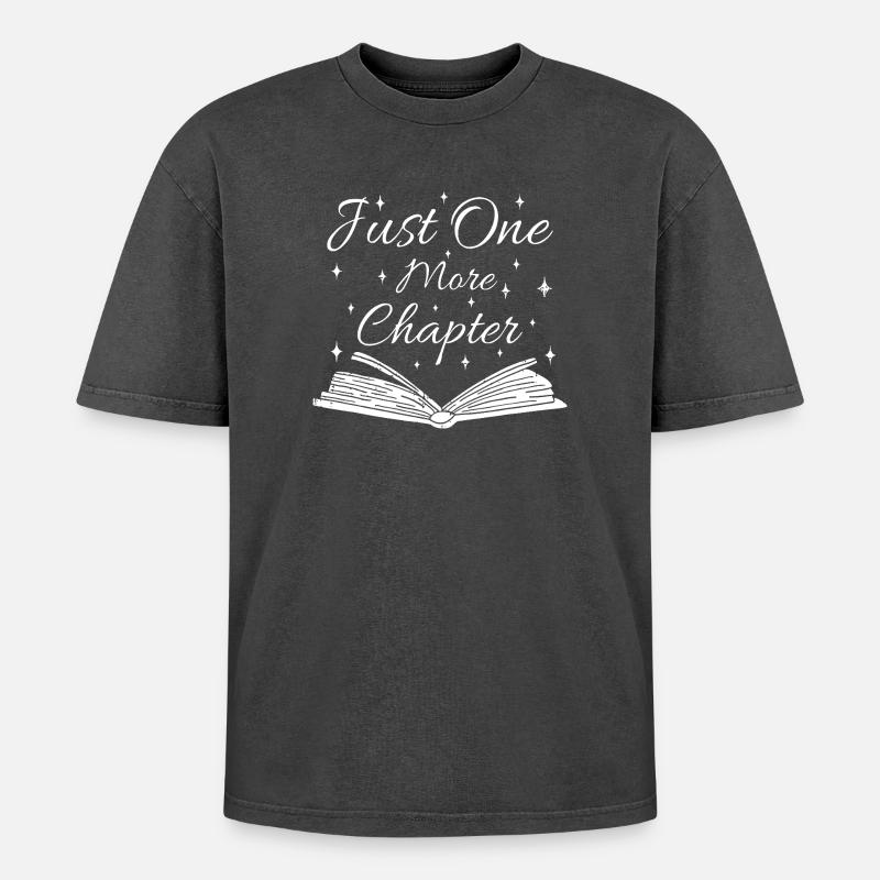 Just One More Chapter - Oversized Unisex Premium Acid-Washed T-Shirt - acid washed black