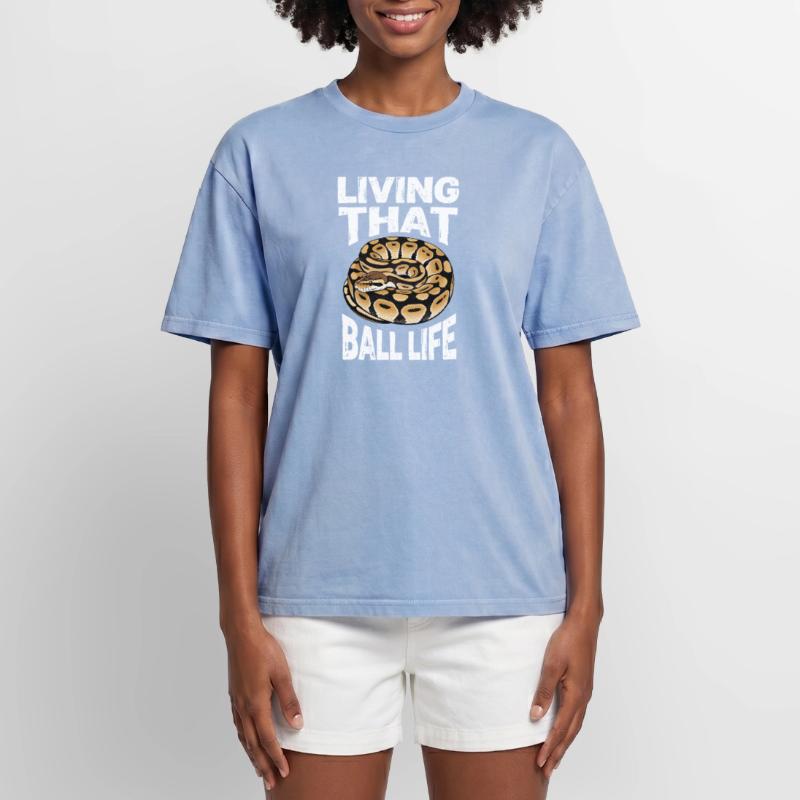 King Python Snakes Lover Terrarium Python Oversized Unisex Premium Acid-Washed T-Shirt