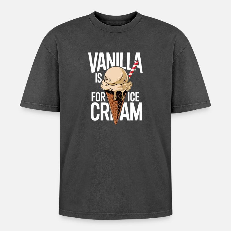 Vanille Eiscone im Kontrast - Oversized Unisex Premium Acid-Washed T-Shirt - acid washed black