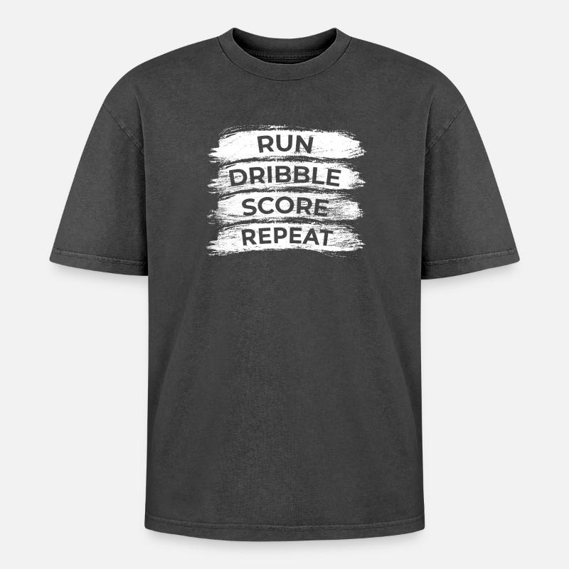 Courir, dribbler, marquer, répéter - T-shirt Premium unisexe oversize acid-washed - noir délavé acide