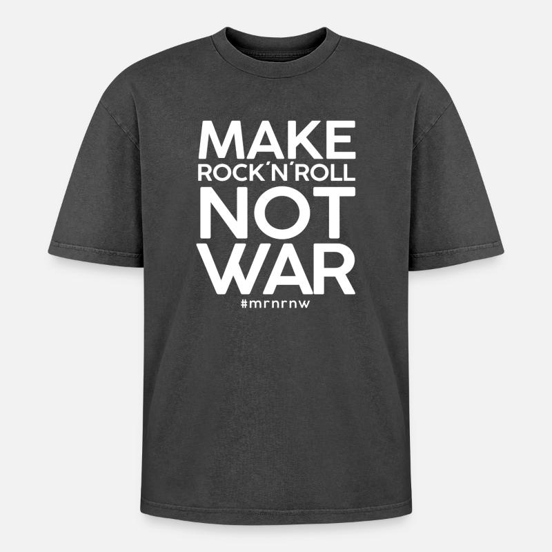 MAKE ROCK 'N 'ROLL NOT WAR Version classique 2014 - T-shirt Premium unisexe oversize acid-washed - noir délavé acide