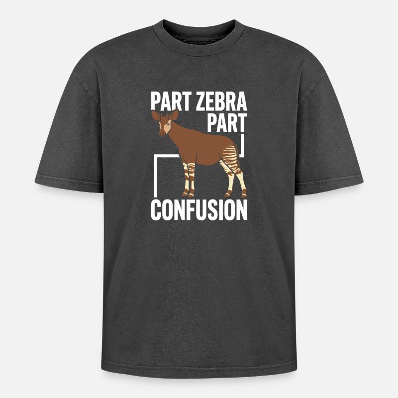 Okapi-liebhaber Okapi-tier Seltene Tierweltliebe - Oversized Unisex Premium Acid-Washed T-Shirt - Schwarz Acid Wash