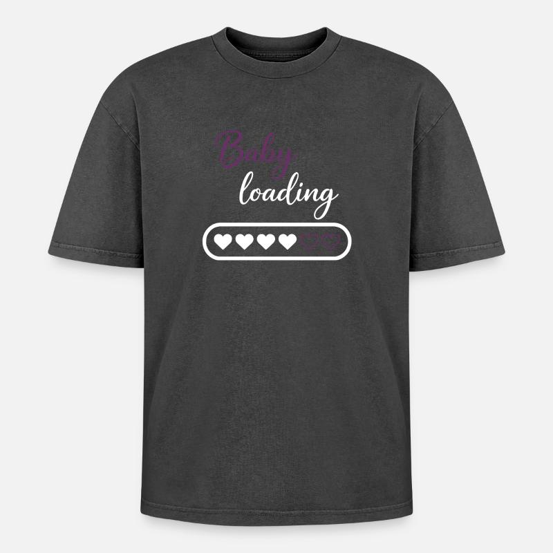 Baby Loading Heart Progress - Oversized Unisex Premium Acid-Washed T-Shirt - acid washed black