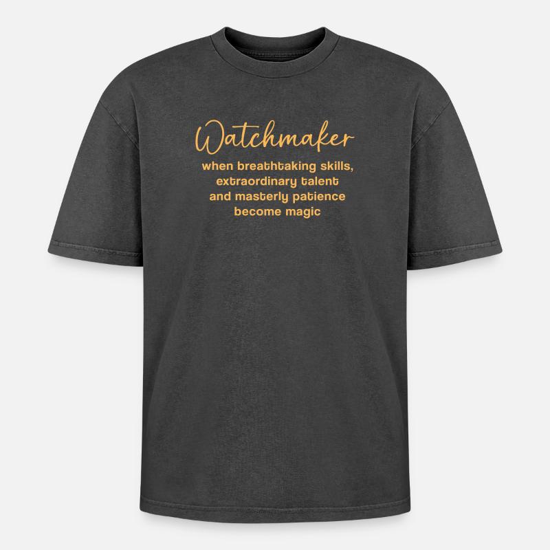 Clockwork Clock - Oversized Unisex Premium Acid-Washed T-Shirt - acid washed black