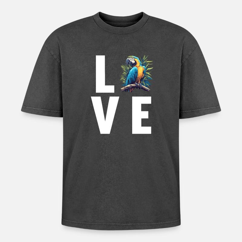 Macaw's Era - Oversized Unisex Premium Acid-Washed T-Shirt - acid washed black