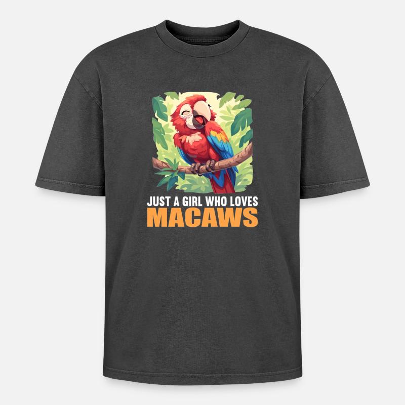 Macaw's Era - Oversized Unisex Premium Acid-Washed T-Shirt - acid washed black