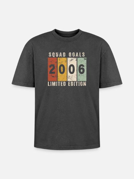Jubiläum 2006 – 20 Jahre - Oversized Unisex Premium Acid-Washed T-Shirt - Schwarz Acid Wash