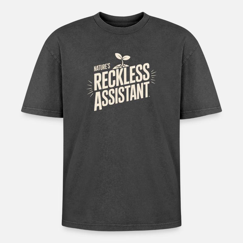 Nature's Reckless Assistant - Oversized Unisex Premium Acid-Washed T-Shirt - acid washed black
