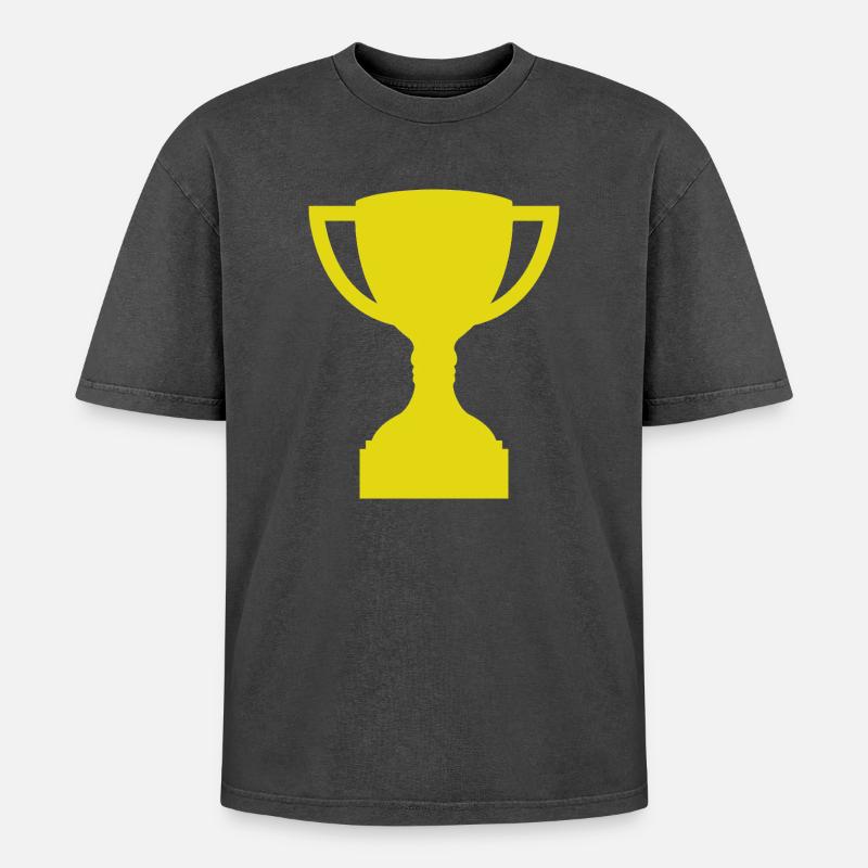 Trophäe - Oversized Unisex Premium Acid-Washed T-Shirt - Schwarz Acid Wash