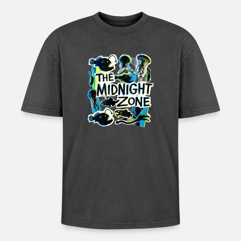 The Midnight Plastic Zone - Oversized Unisex Premium Acid-Washed T-Shirt - acid washed black