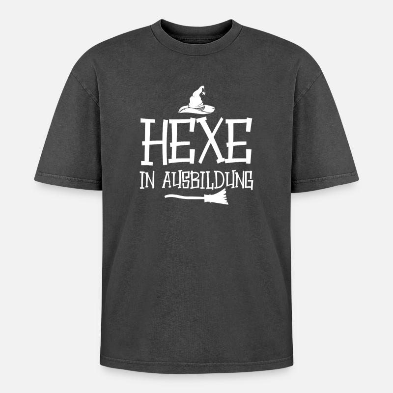 Witch in training - Oversized Unisex Premium Acid-Washed T-Shirt - acid washed black