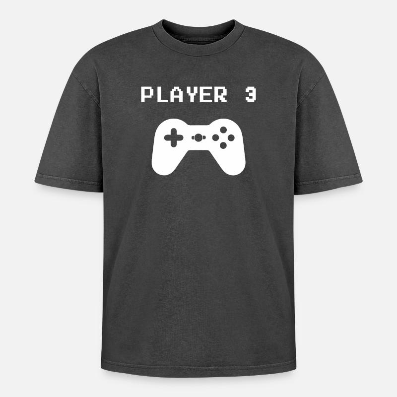 Retro Pixel Controller - Oversized Unisex Premium Acid-Washed T-Shirt - acid washed black