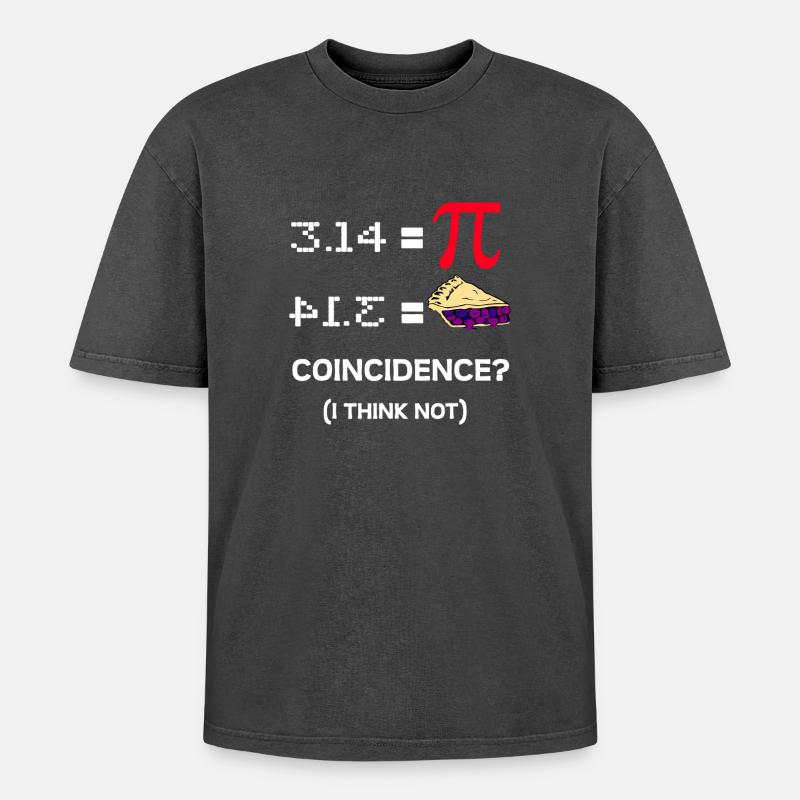 Pi Pie Coincidence Tee - Oversized Unisex Premium Acid-Washed T-Shirt - acid washed black