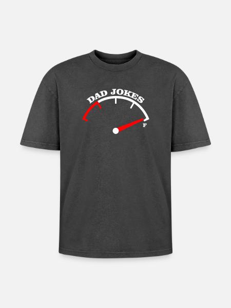 Dad Jokes Meter Tee Design - Oversized Unisex Premium Acid-Washed T-Shirt - acid washed black