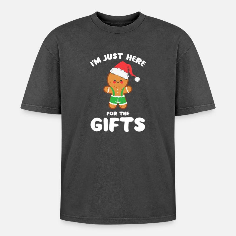 Lebkuchen-Weihnachtsmann-Geschenk-Tee - Oversized Unisex Premium Acid-Washed T-Shirt - Schwarz Acid Wash