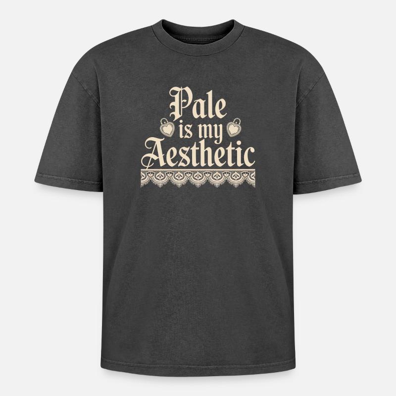 Blasse ästhetische Spitzentypografie - Oversized Unisex Premium Acid-Washed T-Shirt - Schwarz Acid Wash