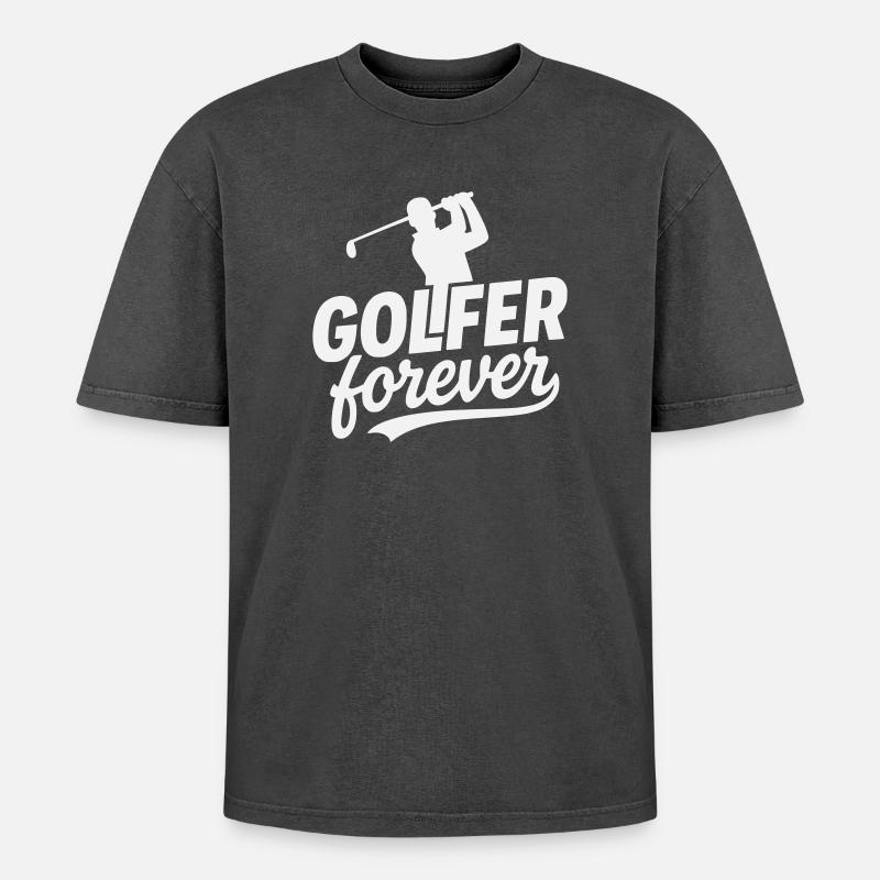 Golfer Forever logo motif - Oversized Unisex Premium Acid-Washed T-Shirt - acid washed black