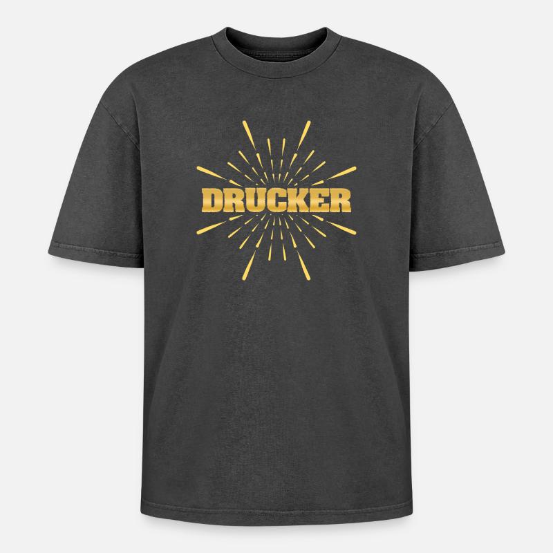 Drucker als Beruf - Oversized Unisex Premium Acid-Washed T-Shirt - Schwarz Acid Wash