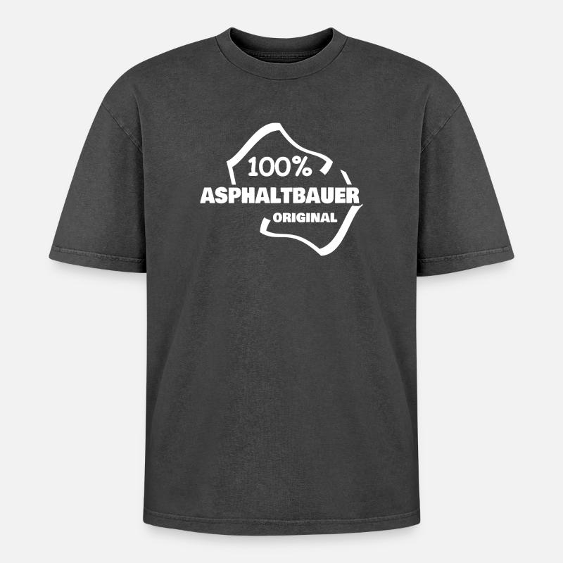Arbeit Asphaltbauer - Oversized Unisex Premium Acid-Washed T-Shirt - Schwarz Acid Wash